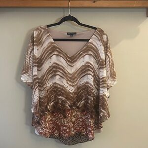 Sara Michelle Brown & Cream Printed V-Neck Tunic